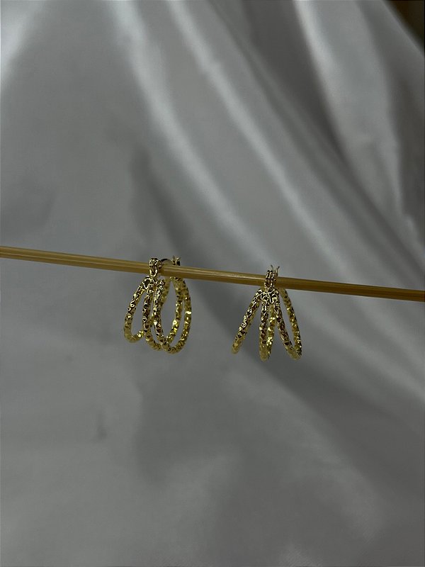 Argola Tripla Diamantada