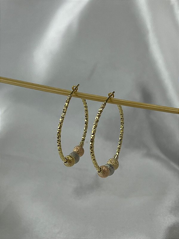 Argola Diamantada Bola Martelada P