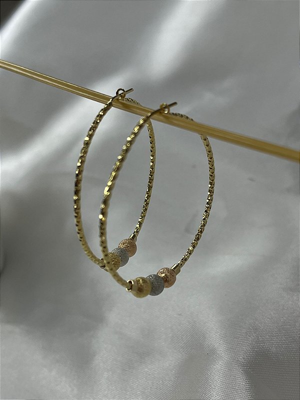 Argola Diamantada Bola Martelada M