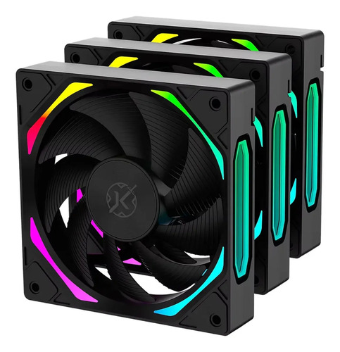 Kit 3 Fan Cooler Gamer Halo Argb Kalkan 5v Pwm 120mm Preto