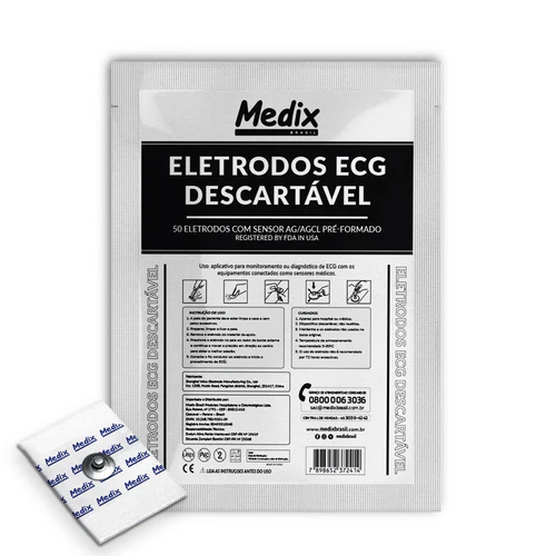 Eletrodo Descartável ECG Adulto 50un Medix
