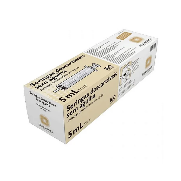 Seringa 5ml Sem Agulha Luer Lock Descarpack