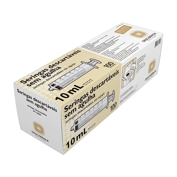 Seringa 10ml Sem Agulha Luer Lock Descarpack
