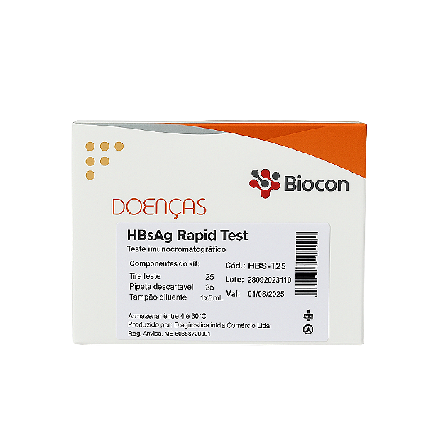 Teste HBsAg Rapid Test 20un Biocon