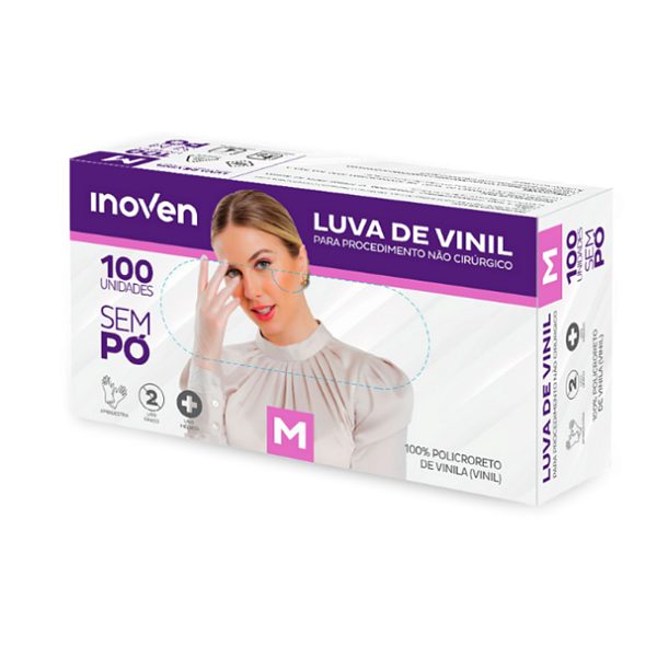 Luva Vinil Procedimento Não Cirúrgico Sem Pó 100un Inoven