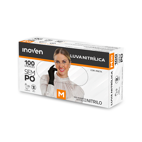 Luva Nitrilica Preta 100un Inoven