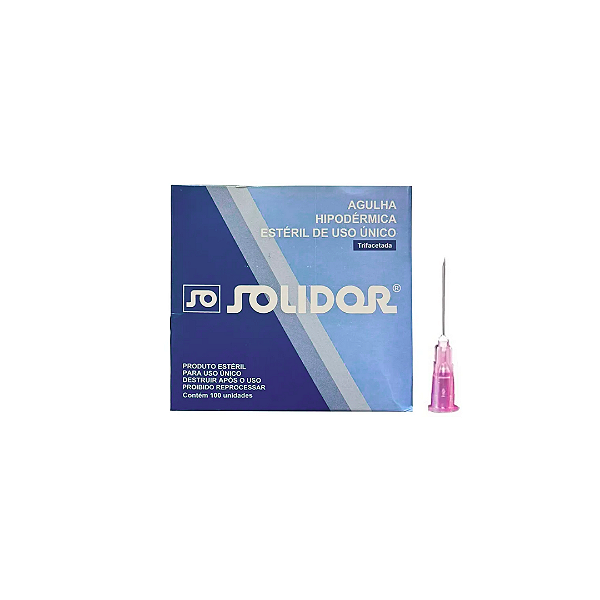 Agulha Hipodérmica Descartável 40x1,20mm (18g x 1/2) Rosa Solidor