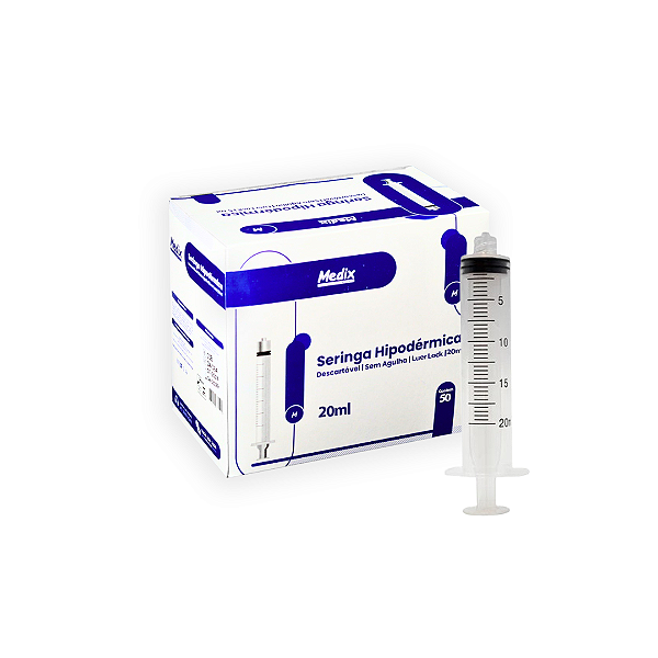 Seringa 20ml Sem Agulha Luer Lock Medix
