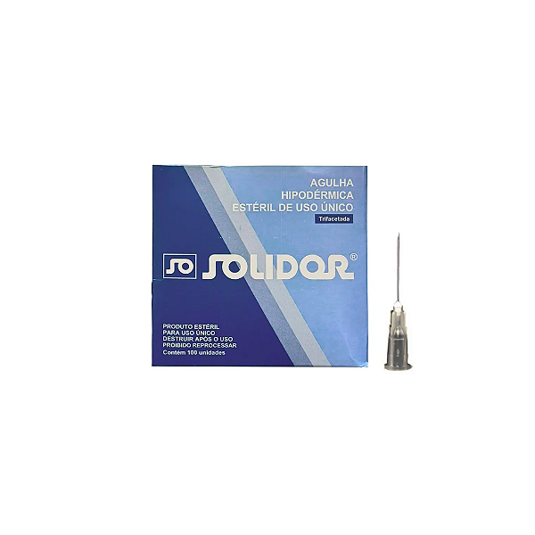 Agulha Hipodérmica Descartável 30x0,7mm (22g x 11/4) Preto Solidor