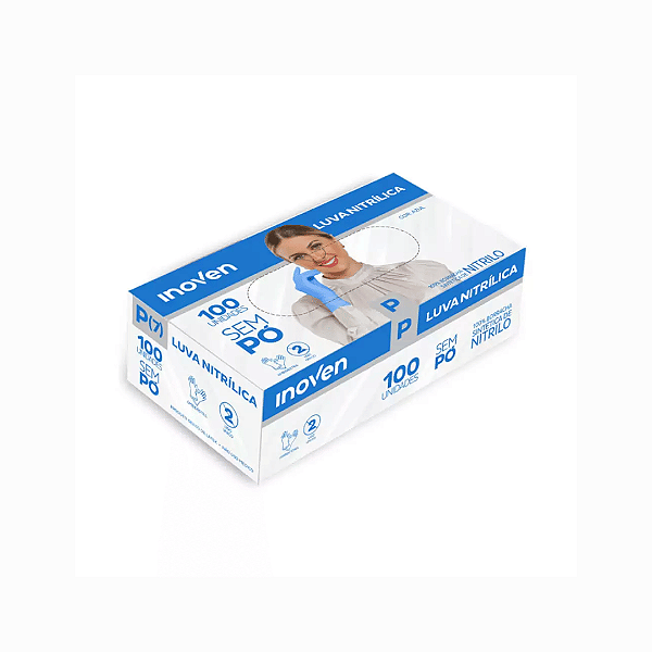 Luva Nitrilica Azul 100un Inoven