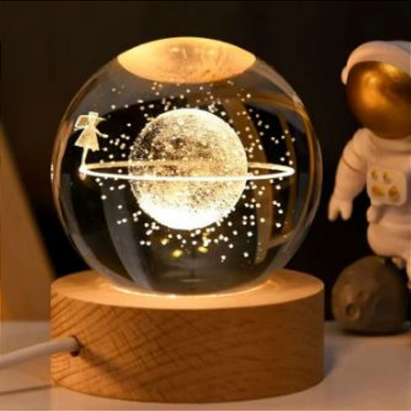LUMINÁRIA GLOBO DE VIDRO LED 6X8CM -  USB