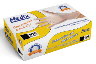 LUVA VINIL SAUDE S/PO CAIXA C/ 100 UNID