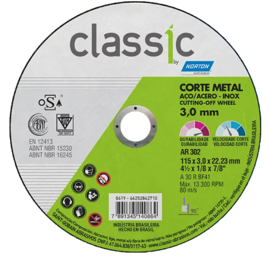DISCO DE CORTE PARA GUIA DE SOLDA 4" - NORTON