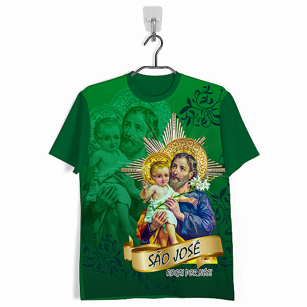 Camiseta São José Rogai por Nós – Verde | Manto Cristão