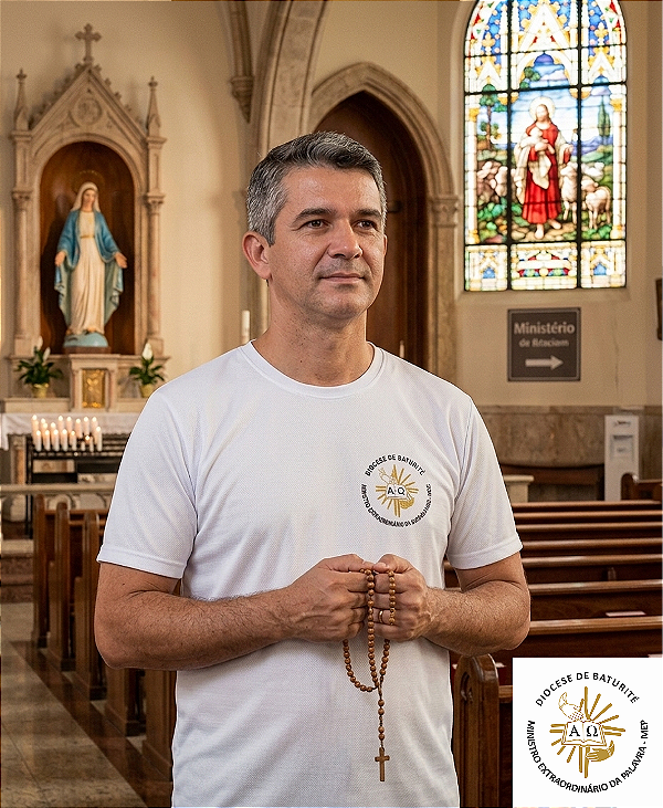 CAMISETA OFICIAL DA DIOCESE DE BATURITÉ – MINISTÉRIO EXTRAORDINÁRIO DA PALAVRA (MEP) - ESTAMPA BORDADA✨📖🙏