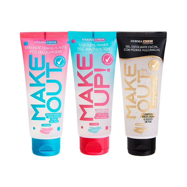 Kit Sabonetes Pré e Pós Maquiagem Com Esfoliante Pedras Vulcânicas