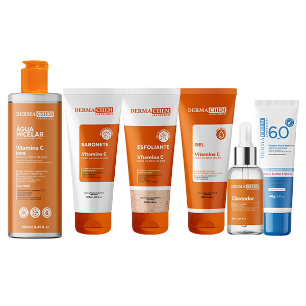 Kit Skincare Vitamina C Clareador Anti-idade Sérum Protetor Facial
