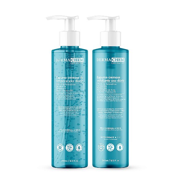 Kit Duplo de Espumas Faciais de Limpeza e Esfoliante para Uso Diário