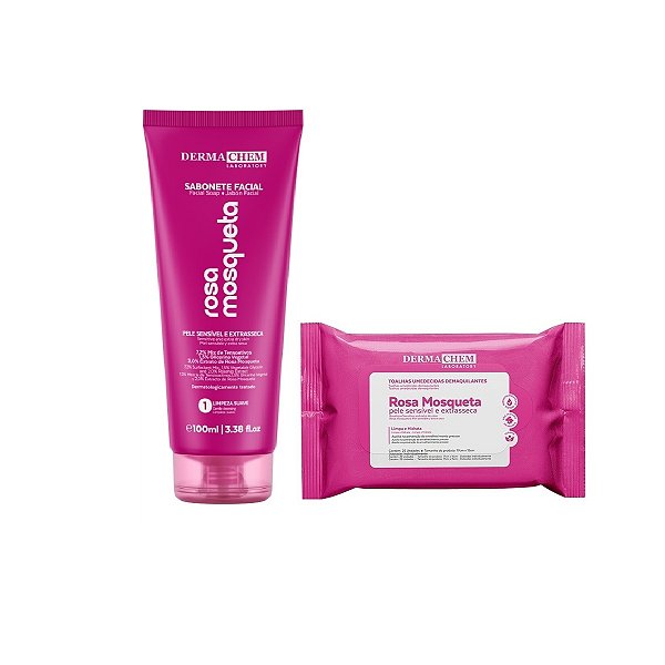 Kit Sabonete e Lenço Demaquilante Rosa Mosqueta Pele Sensivel