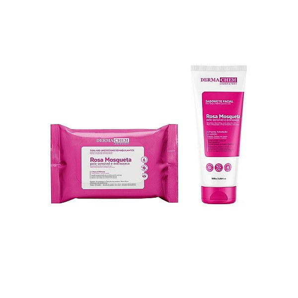 Kit Sabonete e Lenço Demaquilante Rosa Mosqueta Pele Sensivel