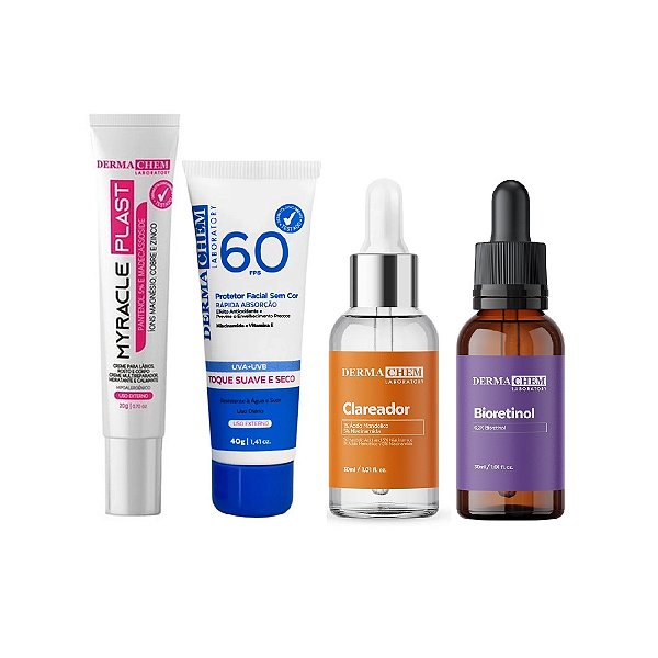 Kit Hidratação Clareamento e Proteção Solar Com Myracle Plast Protetor Facial e Séruns