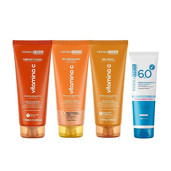 Kit Skincare Vitamina C Clareador Anti-idade Protetor Facial