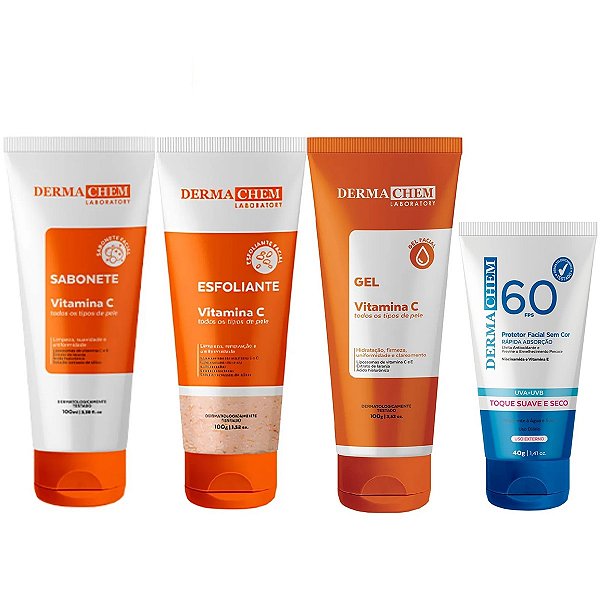 Kit Skincare Vitamina C Clareador Anti-idade Protetor Facial