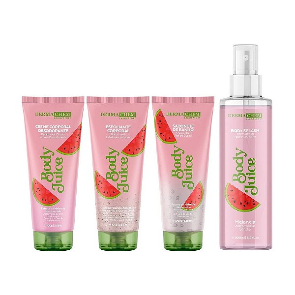 Kit Corporal Completo Body Splash Creme Sabonete e Esfoliante Melancia