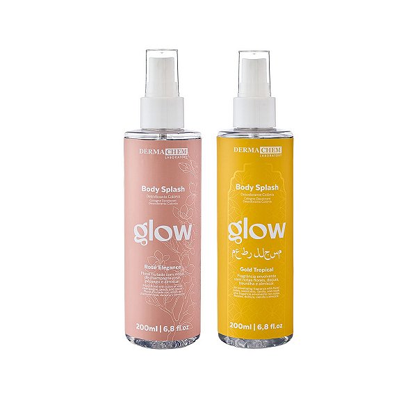 Kit Body Splash Glow Gold Tropical e Rosé Elegance 200ml Cada