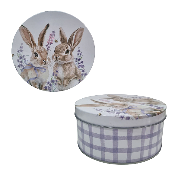 LATA DE METAL PÁSCOA LILAS XADREZ 780ML