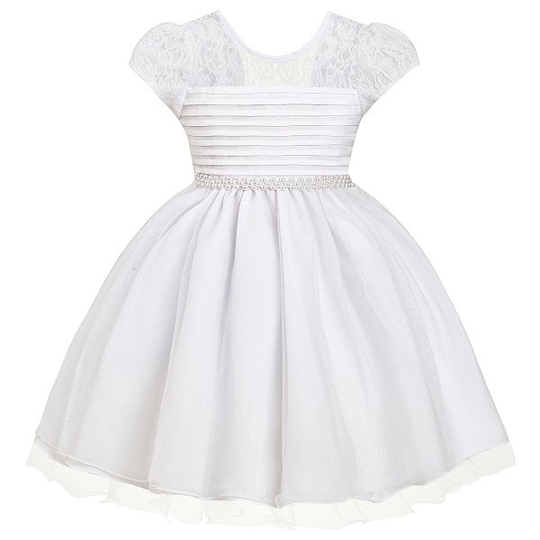 Vestido Infantil Juvenil Branco Renda Giovanella