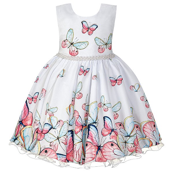 Vestido Infantil Juvenil Jardim Encantado Branco Giovanella