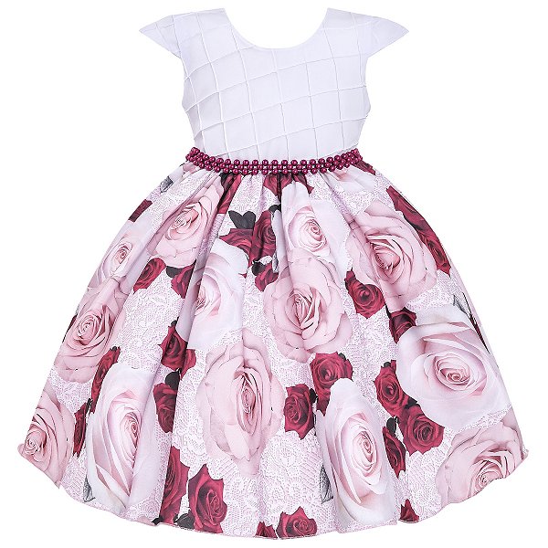 Vestido Infantil Juvenil Jardim Encantado Floral Rosa Giovanella