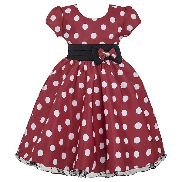 Vestido Infantil Juvenil Vermelho Poá Branco Giovanella