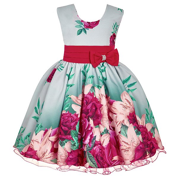 Vestido Infantil Juvenil Floral Pink Giovanella