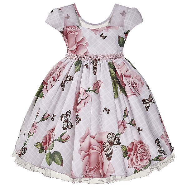 Vestido Infantil Juvenil Floral Rosas de Festa Giovanella