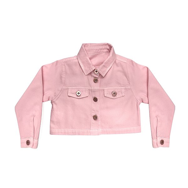 Jaqueta Casaquinho Infantil Rosa Claro Bebê de Sarja V&A