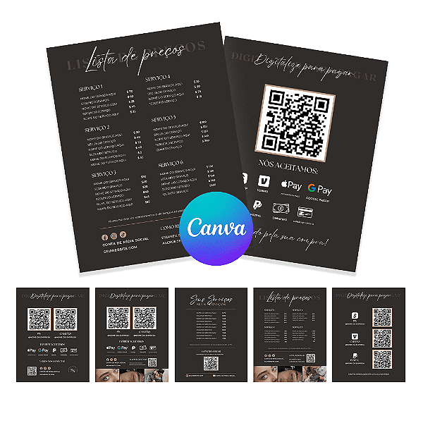 Pack Listas de Serviços e Pagamentos Editáveis no Canva