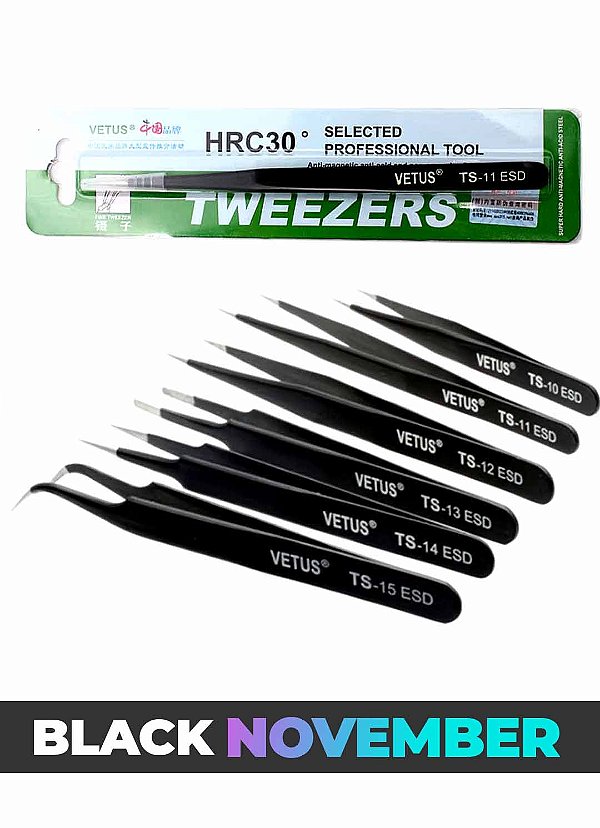 Pinças Profissionais Extensão de Cílios Vetus ESD