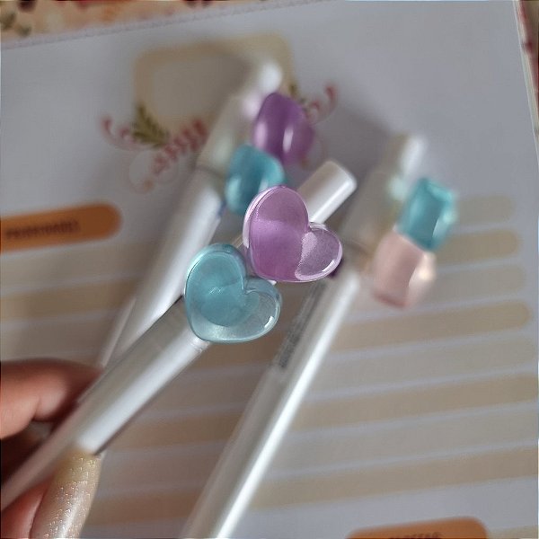 CANETA GEL CORAÇÃO DUPLO CRISTAL