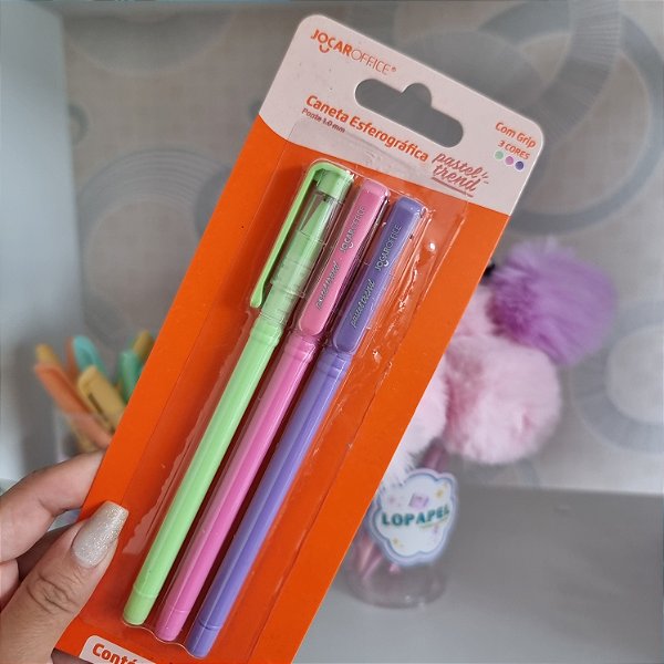 CANETA ESFEROGRÁFICA. PASTEL TREND 1.0 - BLISTER COM 3