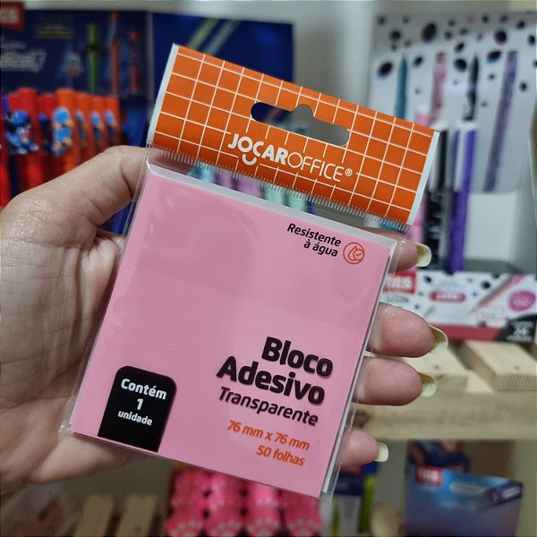 BLOCO ADESIVO TRANSPARENTE ROSA