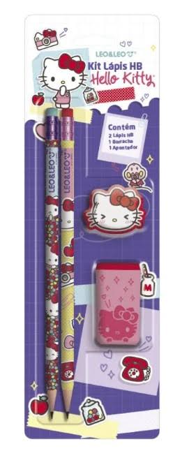 KIT LÁPIS HB HELLO KITTY 2 LAPIS/APONTADOR/BORRACHA