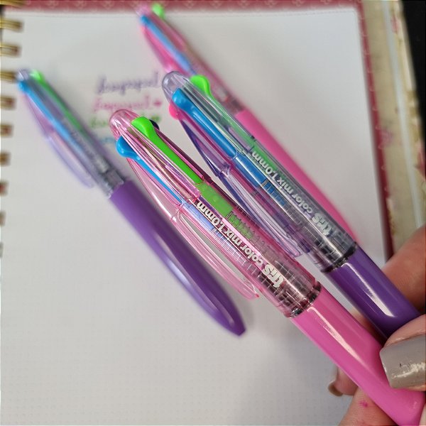 Caneta Esferográfica 4 Cores Color Mix Fashion - 1,0MM