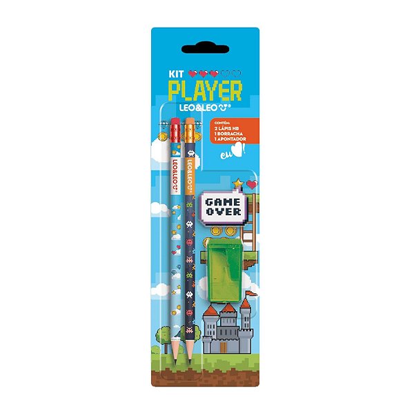 KIT LAPIS HB PLAYER 2 LAPIS/APONTADOR/BORRACHA
