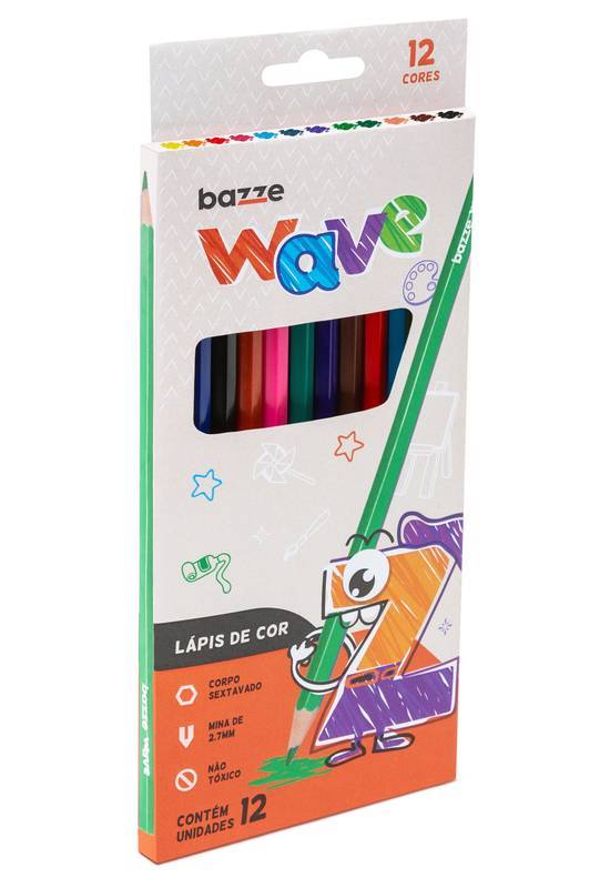 LÁPIS DE COR BAZZE WAVE 12 CORES
