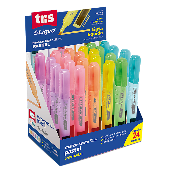 MARCA TEXTO TRIS LIQEO SLIM PASTEL