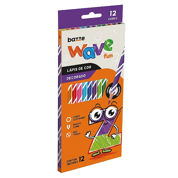 LAPIS COR BAZZE WAVE FUN HEX 12 CORES