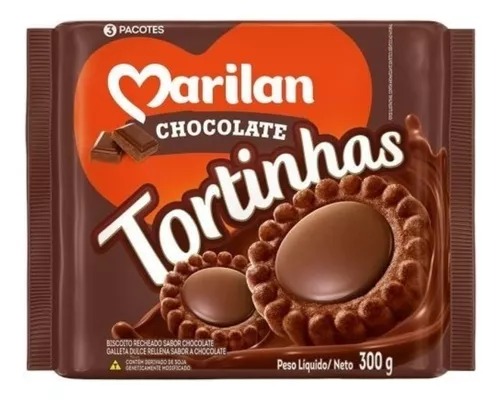 BISCOITO BOLACHA TORTINHA MARILAN SABOR CHOCOLATE 300 GRAMAS