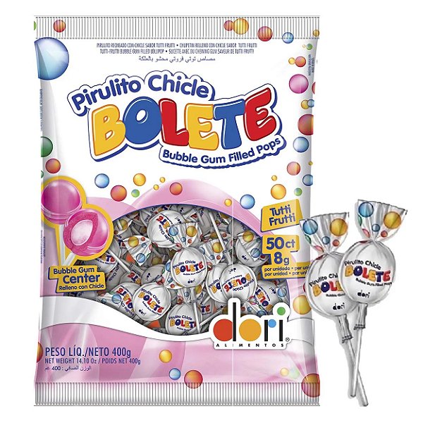 Pirulito Bolete de Chiclete Tutti Frutti 400g dori